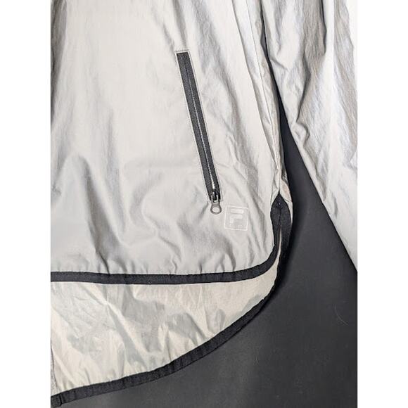 FILA Reflective sport windbreaker Jacket Silver size Medium Athletica Gorpcore - Picture 2 of 7
